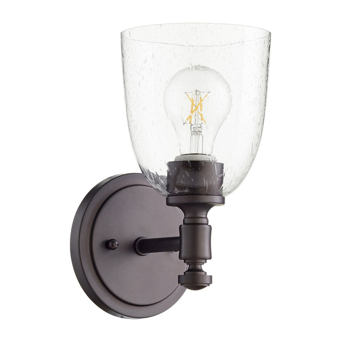 Quorum 5422-1-286 One Light Wall Mount, Oiled Bronze w/ Clear/Seeded