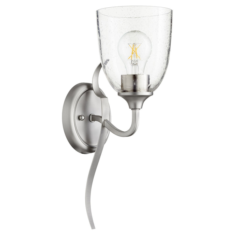 Quorum 5427-1-265 One Light Wall Mount, Satin Nickel w/ Clear/Seeded