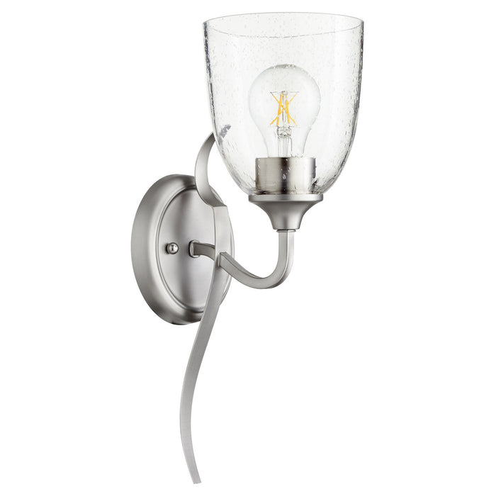 Quorum 5427-1-265 One Light Wall Mount, Satin Nickel w/ Clear/Seeded