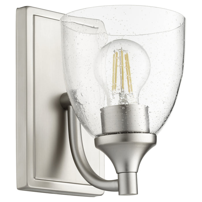Quorum 5459-1-265 One Light Wall Mount, Satin Nickel w/ Clear/Seeded