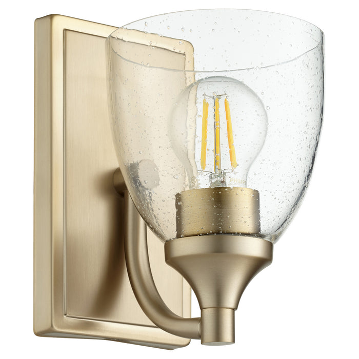 Quorum 5459-1-280 One Light Wall Mount, Aged Brass w/ Clear/Seeded