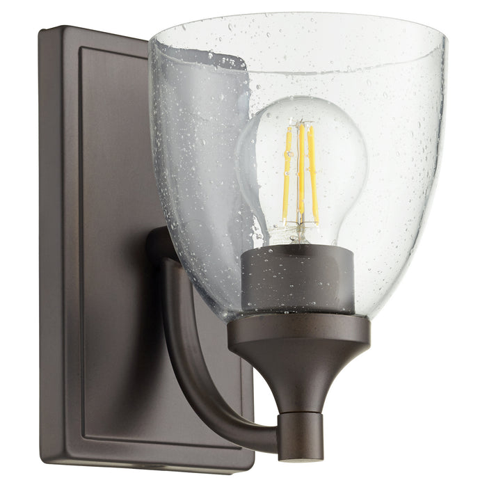 Quorum 5459-1-286 One Light Wall Mount, Oiled Bronze w/ Clear/Seeded