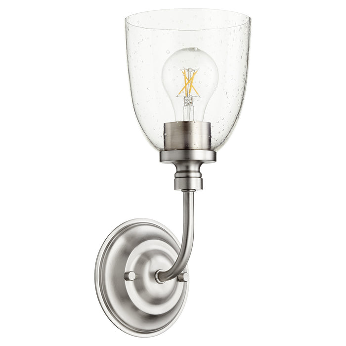 Quorum 5522-1-265 One Light Wall Mount, Satin Nickel w/ Clear/Seeded