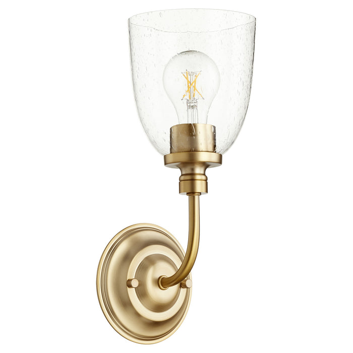 Quorum 5522-1-280 One Light Wall Mount, Aged Brass w/ Clear/Seeded