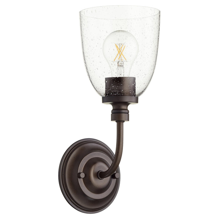 Quorum 5522-1-286 One Light Wall Mount, Oiled Bronze w/ Clear/Seeded