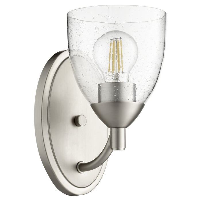 Quorum 5569-1-265 One Light Wall Mount, Satin Nickel w/ Clear/Seeded