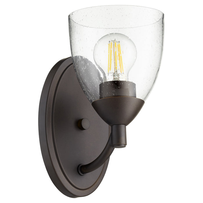 Quorum 5569-1-286 One Light Wall Mount, Oiled Bronze w/ Clear/Seeded