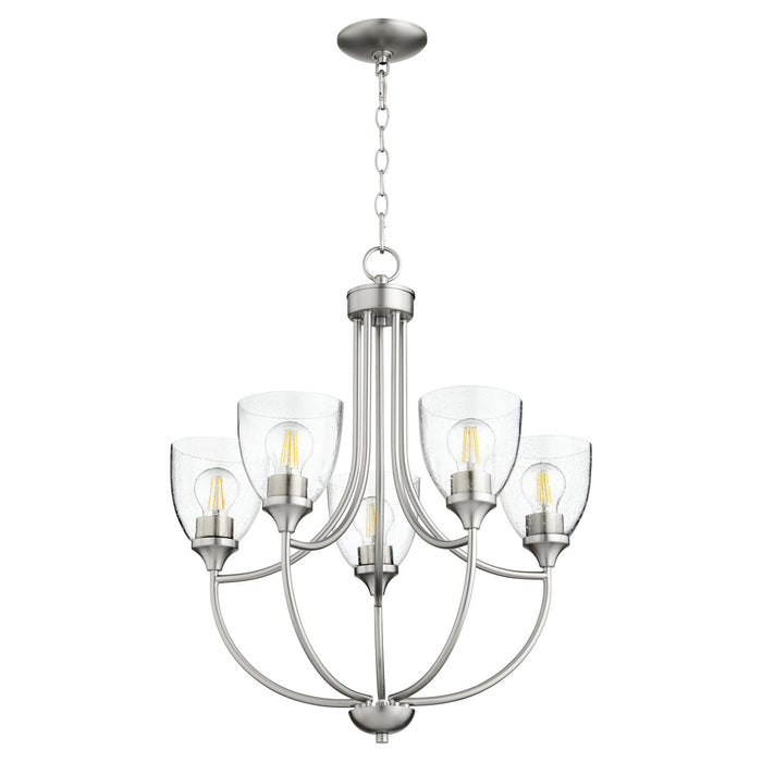 Quorum 6059-5-265 Five Light Chandelier, Satin Nickel w/ Clear/Seeded
