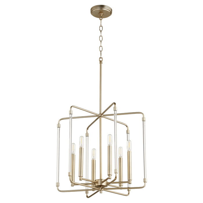 Quorum 6114-6-80 Six Light Pendant, Aged Brass