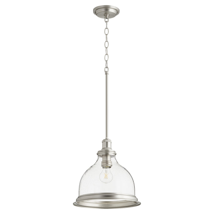 Quorum 6193-12-65 One Light Pendant, Satin Nickel w/ Clear/Seeded