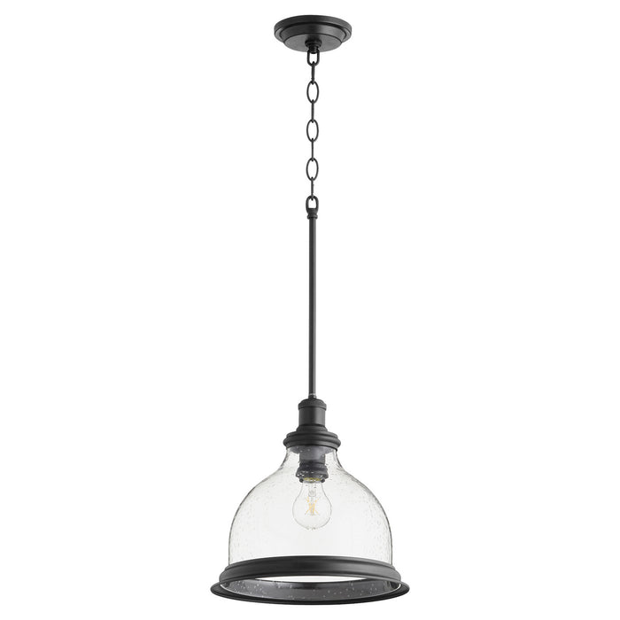 Quorum 6193-12-69 One Light Pendant, Textured Black w/ Clear/Seeded