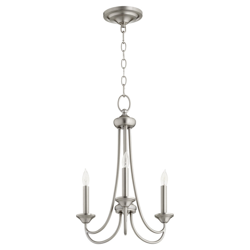 Quorum 6250-3-65 Three Light Chandelier, Satin Nickel