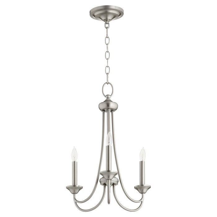 Quorum 6250-3-65 Three Light Chandelier, Satin Nickel