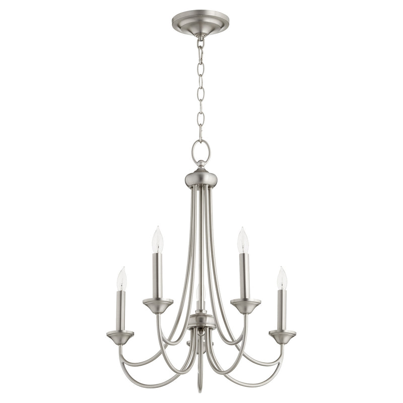 Quorum 6250-5-65 Five Light Chandelier, Satin Nickel