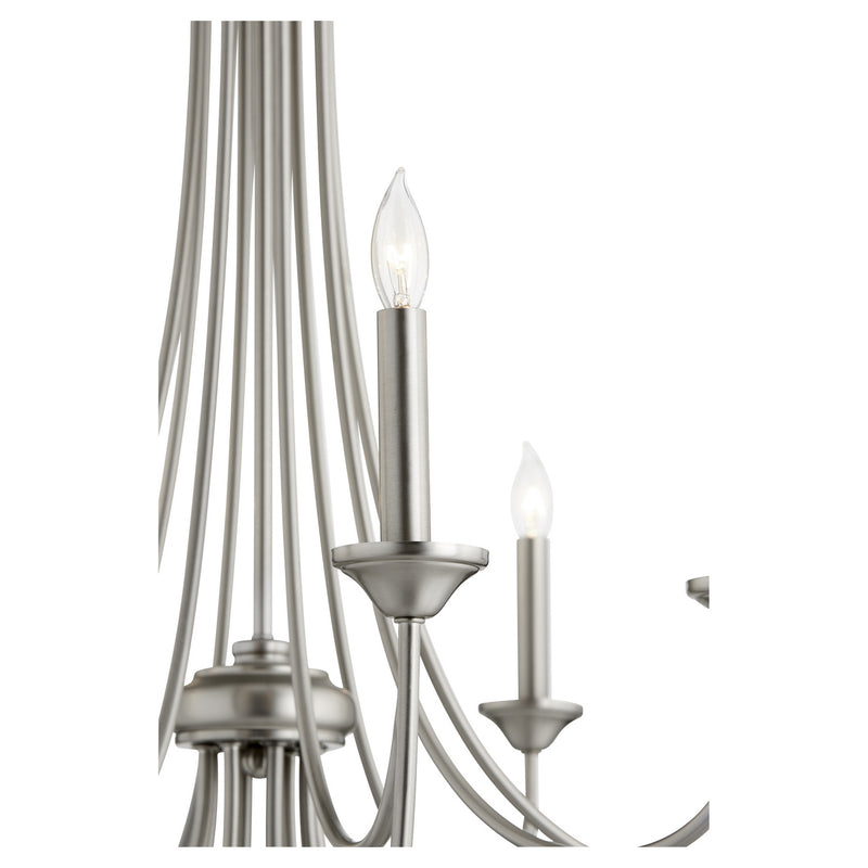 Quorum 6250-8-65 Eight Light Chandelier, Satin Nickel