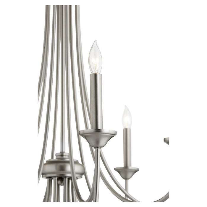 Quorum 6250-8-65 Eight Light Chandelier, Satin Nickel