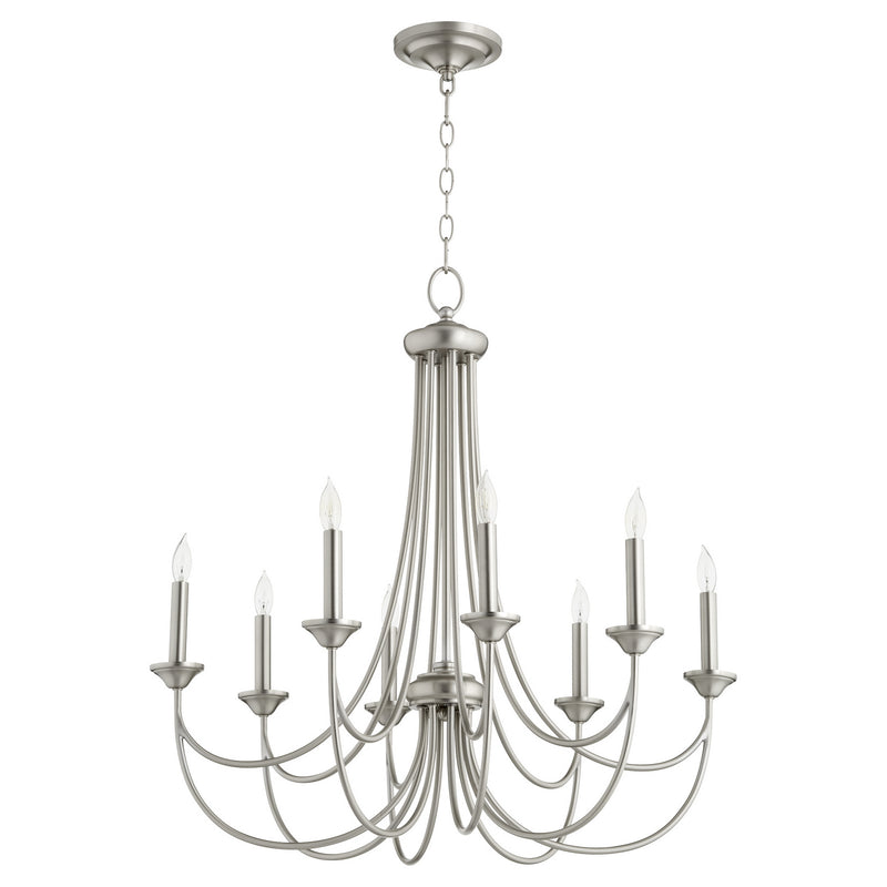 Quorum 6250-8-65 Eight Light Chandelier, Satin Nickel