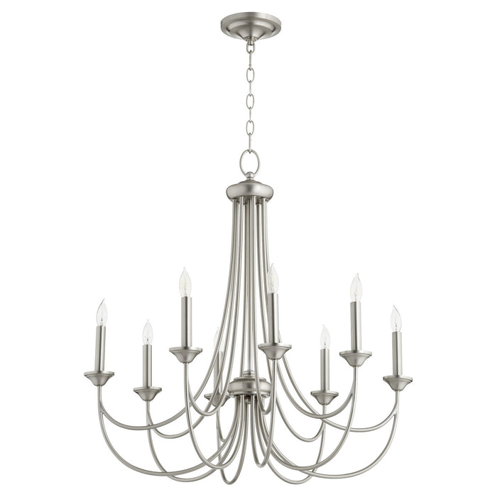 Quorum 6250-8-65 Eight Light Chandelier, Satin Nickel
