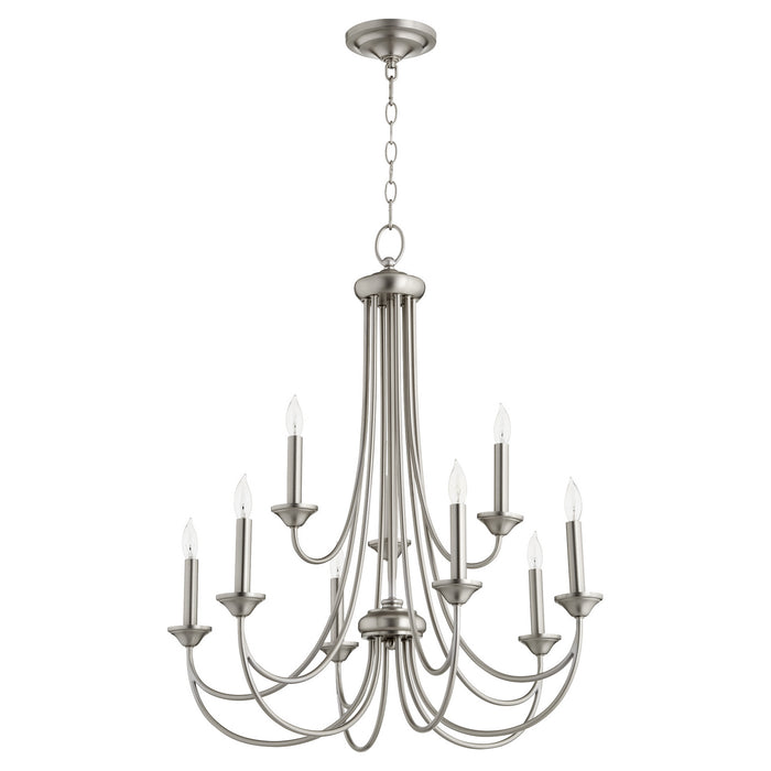 Quorum 6250-9-65 Nine Light Chandelier, Satin Nickel