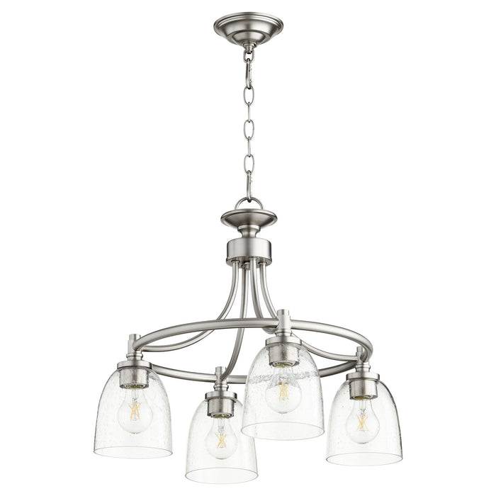 Quorum 6422-4-265 Four Light Chandelier, Satin Nickel w/ Clear/Seeded