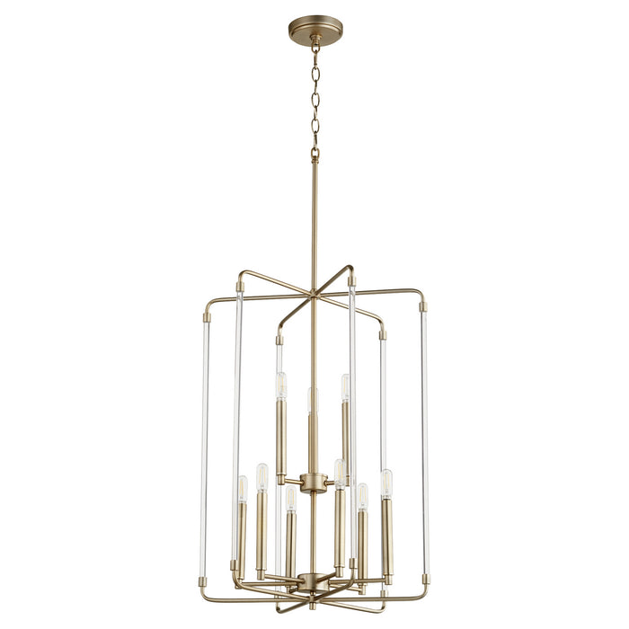 Quorum 8114-9-80 Nine Light Entry Pendant, Aged Brass