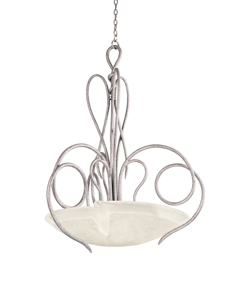 Kalco 4287PS/FROST Three Light Pendant, Pearl Silver