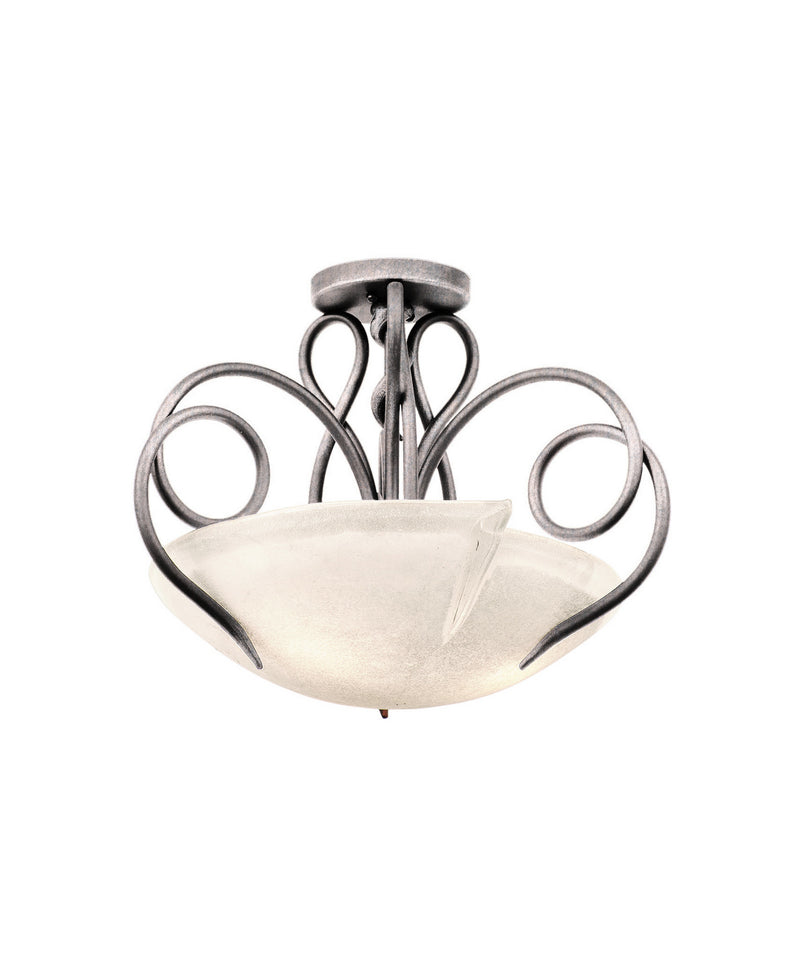 Kalco 4288PS/FROST Three Light Semi Flush Mount, Pearl Silver