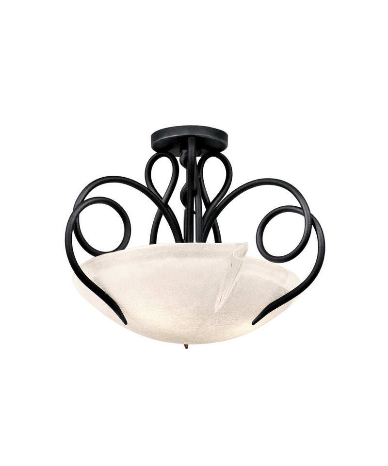 Kalco 4288TO/FROST Three Light Semi Flush Mount, Tortoise Shell