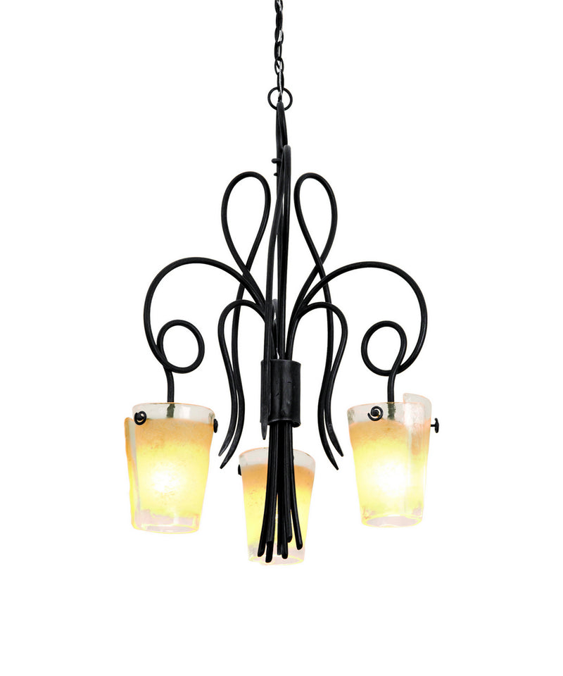 Kalco 4298TO/ANTQ Three Light Chandelier, Tortoise Shell