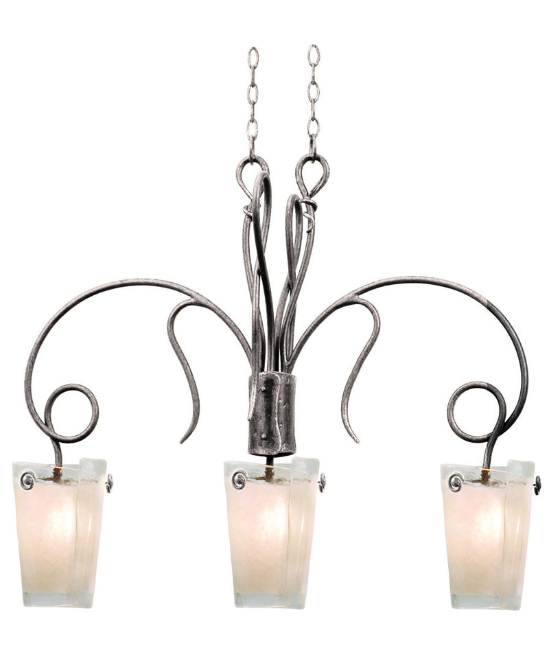 Kalco 4300PS/FROST Three Light Island Pendant, Pearl Silver