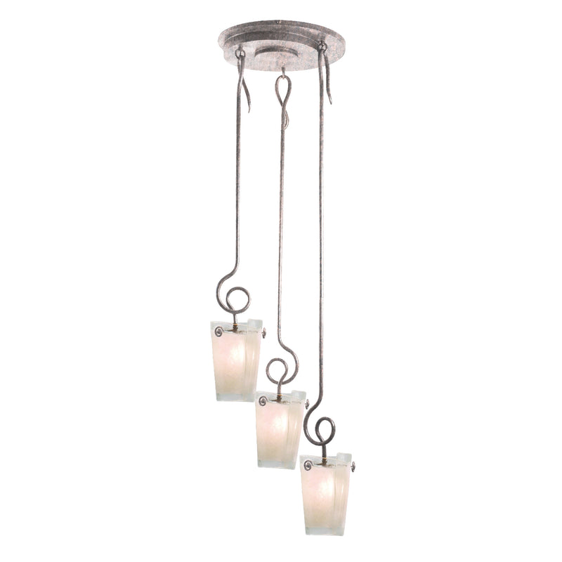 Kalco 4302PS/FROST Three Light Foyer Pendant, Pearl Silver