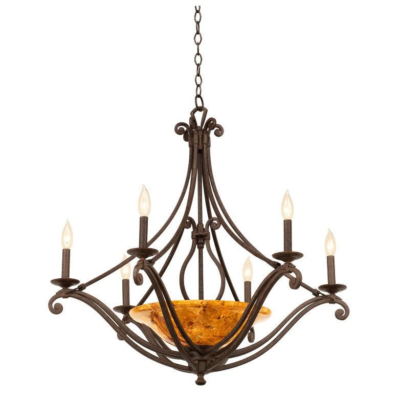 Kalco 4969TO/PENSH Six Light Chandelier, Tortoise Shell