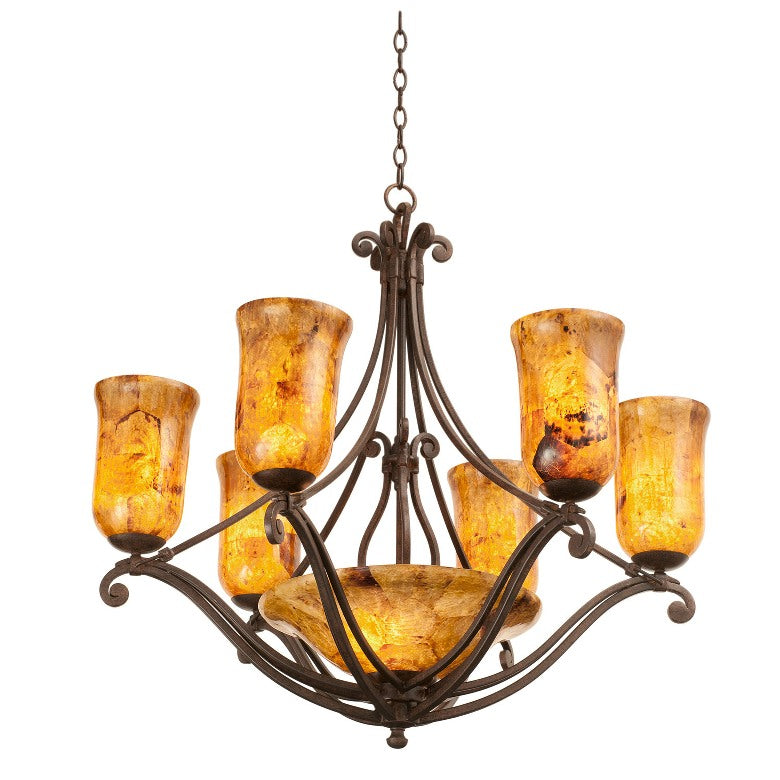Kalco 4970TO/PENSH Eight Light Chandelier, Tortoise Shell