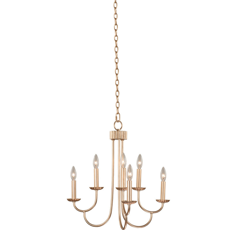 Kalco 511771MG Six Light Chandelier, Modern Gold
