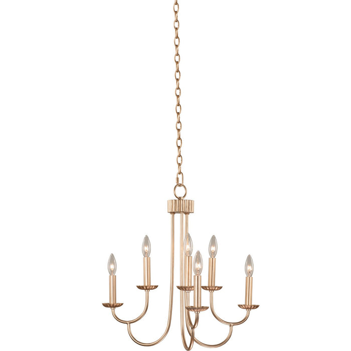 Kalco 511771MG Six Light Chandelier, Modern Gold