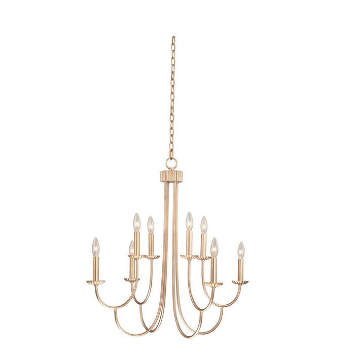 Kalco 511772MG Eight Light Chandelier, Modern Gold