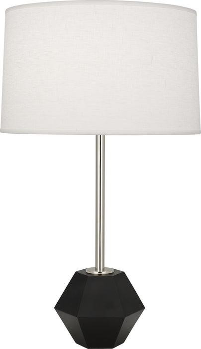 Robert Abbey 201 One Light Table Lamp, Polished Nickel w/Matte Black Faceted Base