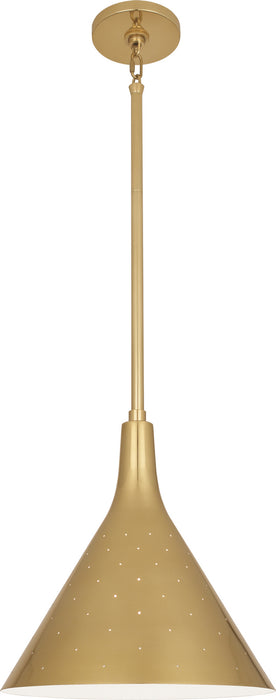 Robert Abbey 984 One Light Pendant, Modern Brass