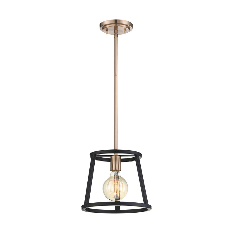 Nuvo Lighting 60-6641 One Light Mini Pendant, Copper Brushed Brass / Matte Black