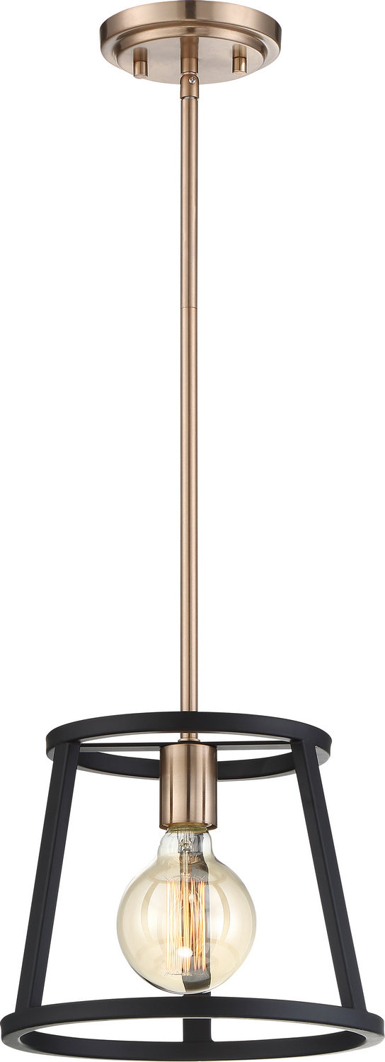 Nuvo Lighting 60-6641 One Light Mini Pendant, Copper Brushed Brass / Matte Black