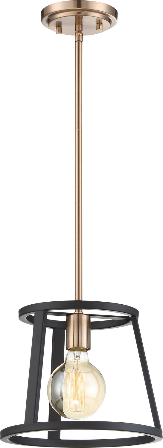 Nuvo Lighting 60-6641 One Light Mini Pendant, Copper Brushed Brass / Matte Black