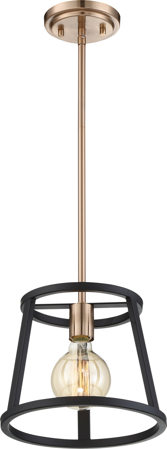 Nuvo Lighting 60-6641 One Light Mini Pendant, Copper Brushed Brass / Matte Black