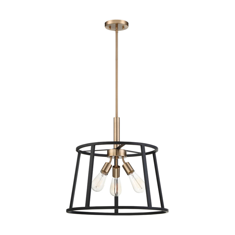 Nuvo Lighting 60-6642 Three Light Pendant, Copper Brushed Brass / Matte Black