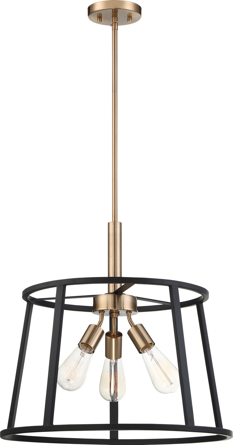 Nuvo Lighting 60-6642 Three Light Pendant, Copper Brushed Brass / Matte Black