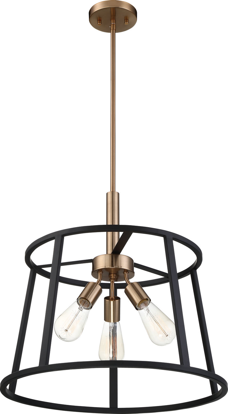 Nuvo Lighting 60-6642 Three Light Pendant, Copper Brushed Brass / Matte Black
