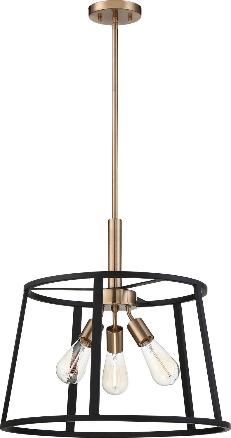 Nuvo Lighting 60-6642 Three Light Pendant, Copper Brushed Brass / Matte Black