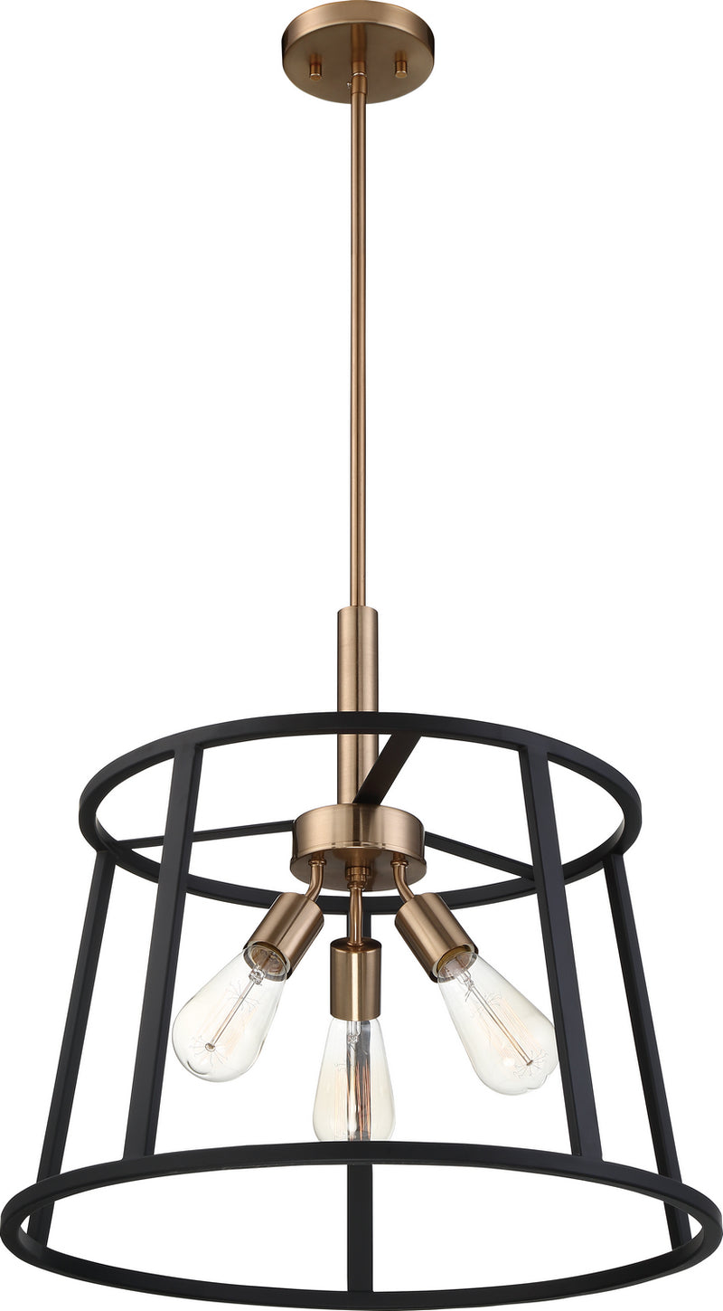 Nuvo Lighting 60-6642 Three Light Pendant, Copper Brushed Brass / Matte Black