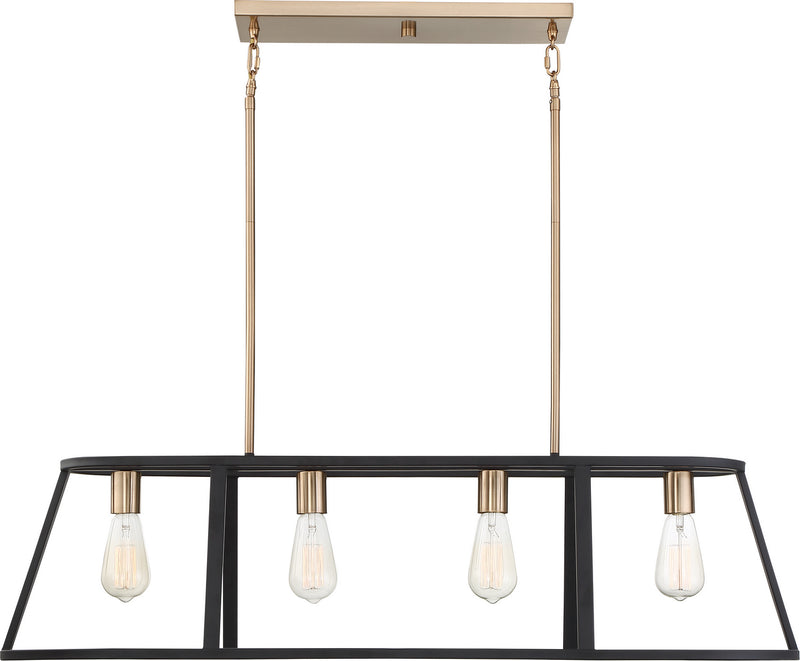 Nuvo Lighting 60-6644 Four Light Island Pendant, Copper Brushed Brass / Matte Black