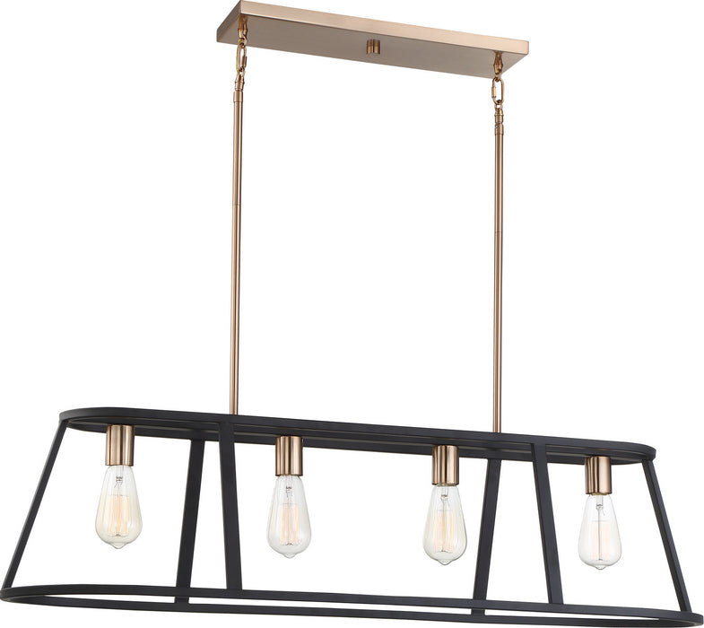 Nuvo Lighting 60-6644 Four Light Island Pendant, Copper Brushed Brass / Matte Black
