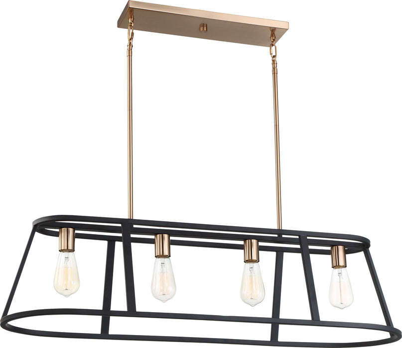 Nuvo Lighting 60-6644 Four Light Island Pendant, Copper Brushed Brass / Matte Black